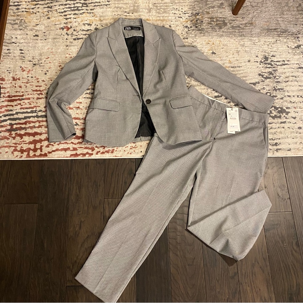 Zara Gray Blazer and Suit Pants Set